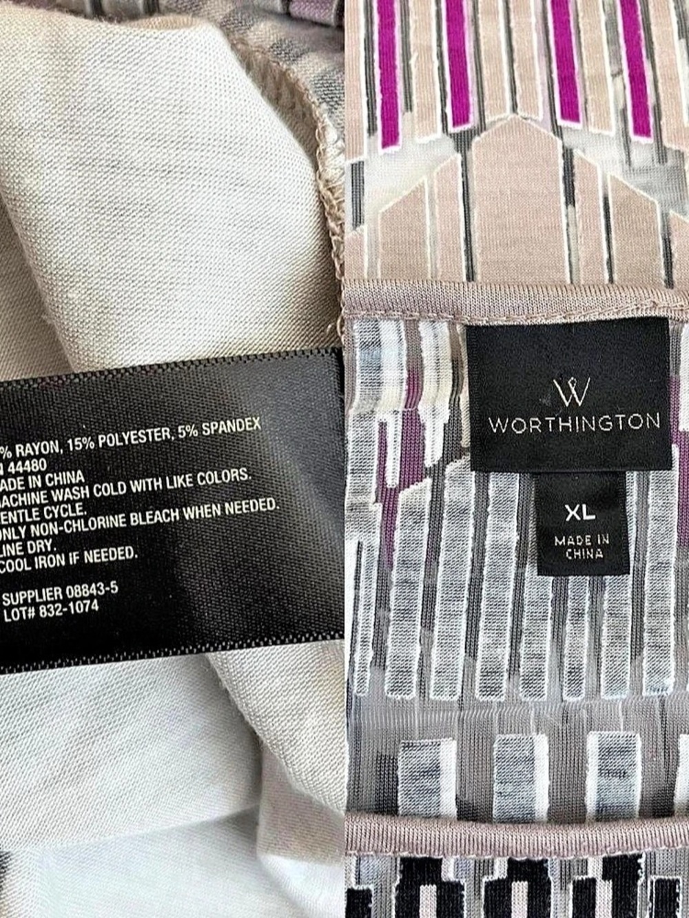 Worthington XL Geometric Sheer Panel Sleeveless Tunic Top - Picture 8 of 8